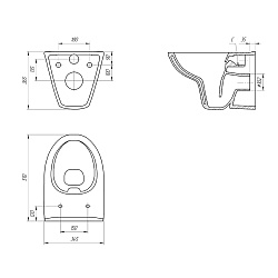 Вывод Унитаз подвесной: 547 PARVA NEW CLEAN ON с кр.дюропл.lifting.,  белый, Сорт1