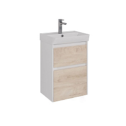 Тумба Lemark COMBI 50 см под 1 раковину, подвесная/напольная, 2 ящика, цвет фасада: Дуб кантри, цвет