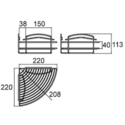 Полка угловая, проволока стальная, 06, Milardo, 206WC00M44