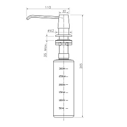 Дозатор для жидких моющих средств, врезной, цинк-пластик, хром