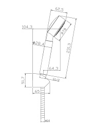 Вывод Душевой гарнитур CARI (держатель лейки) 1 режим шланг 150 металл