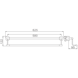 Держатель для полотенец, двойной 600 мм, черный HB8709