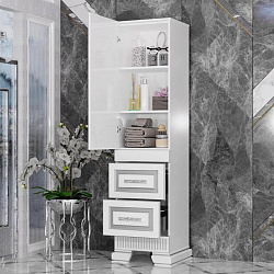 Пенал Opadiris Оникс левый Белый глянцевый с серебряной патиной