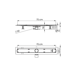 Душевой лоток SAY ALMIRA -S 602.70.S.U, 70 см, под плитку, , шт