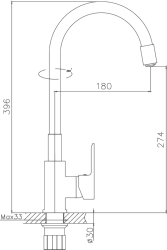 Смеситель для кухни, силиконовый излив, латунь, черный/хром HB70113-7