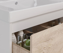 Тумба Lemark COMBI 100 см под 1 раковину, подвесная/напольная, 2 ящика, цвет фасада: Дуб кантри, цве