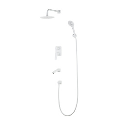 Бронкс Смеситель для ванны и душа встраиваемый с дополнительной 3-функциональной лейкой, белый