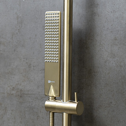 Урсус Смеситель для ванны и душа с верхней душ. лейкой "Тропич дождь", с 1-фун лейкой, мат золото