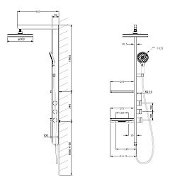 Душевая стойка Inspire VSFS-3I11W с изливом, 30см верх душ, белый, , шт