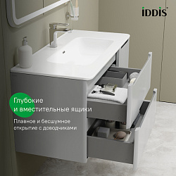 ВЫВОД Тумба подвесная, 100 см, светло-серый, Edifice, IDDIS, EDI10L0i95 подходит умыв. 0101000i28
