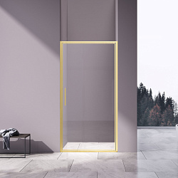 Душевая дверь Slim 8mm VDP-4SL100CLG, брашированное золото, стекло прозрачное, , шт