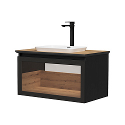 Тумба подвесная со столешницей Strong 80.1Y, дуб черный/дуб эвок