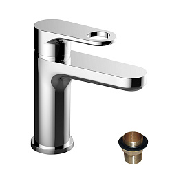 Смеситель для раковины, монолитный, высота излива 10 см, длина 10 см, латунь/хром