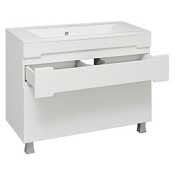 Тумба /2 ящ/напольная/белый/раковина Прима (100см) Olivia/AQUA DE MARCO