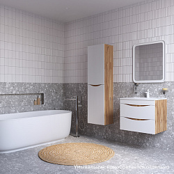 Тумба подвесная, 60 см, белая/золотистый дуб, Cloud, IDDIS, CLO60Y0i95