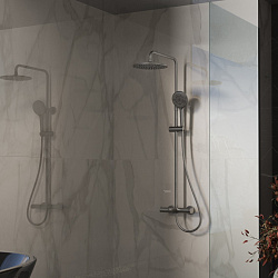 Душевая стойка Rondo VSFS-1R1GM с изливом, вороненая сталь, , шт