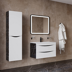 Пенал подвесной, 40 см, белый/черный мрамор, Cloud, IDDIS, CLO40B0i97