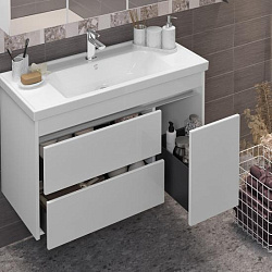 Тумба Opadiris Фреш 100, цвет белый/белый, вар.2 (под раковину CeraStyle Frame 100)