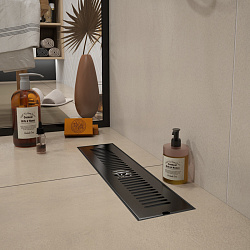 Corpa Nera Grossi/Гросси душевой трап 10х40 с сухим затвором, вертикальный выпуск, черный