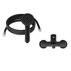 Aringa Рейн смеситель для ванны и душа с аксессуарами, черный