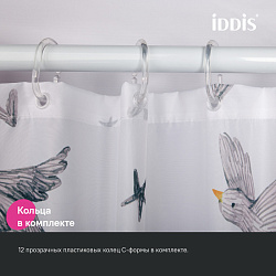 ВЫВОД Штора для ванной, 200x180 см, Полиэстер, IDDIS, BP04P18i11