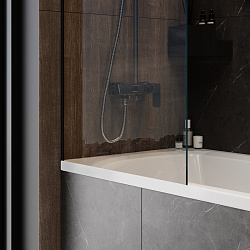 Corpa Nera Bertoni/Бертони Шторка на ванну 70х140, прозрачное стекло,профиль- черный матовый