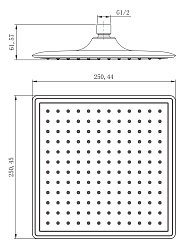 Лейка душевая верхняя, квадратная, 25х25см, пластик/хром, блистер