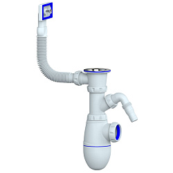 B440V  CИФОН ДЛЯ МОЙКИ С ВЫПУСКОМ 1 1/2 И ПРЯМОУГОЛЬНЫМ ПЕРЕЛИВОМ, БЕЗ ОТВОДА