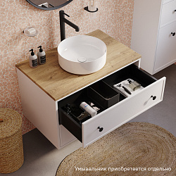 Тумба подвесная, со столешницей МДФ, дуб верона, 80 см, белый матовый, Torr, IDDIS, TOR80WVi95K