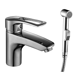 Смеситель одноручный для раковины и биде, монолитный, высота излива 8 см, длина 12 см, латунь/хром