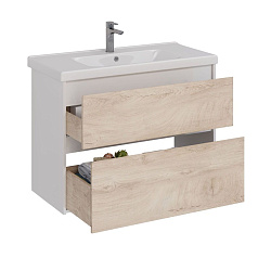 Тумба Lemark COMBI 100 см под 1 раковину, подвесная/напольная, 2 ящика, цвет фасада: Дуб кантри, цве
