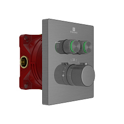 Встраиваемый смеситель для душа VSCV-321T-MGM двухфункциональный, термостатический, вороненая сталь,