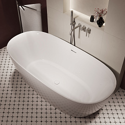 Ванна акриловая Vincea VBT-708-1600, 1600*800*585, цвет белый, щелевой перелив, слив белый, , шт