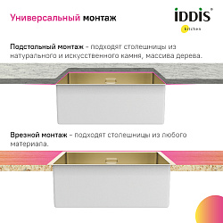 Мойка, нерж.сталь, универсального монтажа, матовое золото, 440*440, Edifice, IDDIS, EDI44B0i77