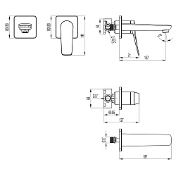 BRONX Встраиваемый смеситель для раковины, излив 17 см, латунь/графит