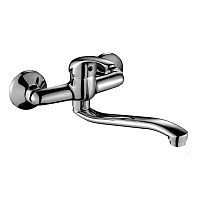 Смеситель для кухни, настенный, с нижним S-образным изливом 22 см, латунь/хром, A35-24