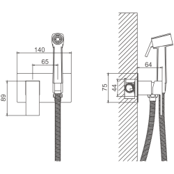 Смеситель с гигиенической лейкой Черный B55808-7