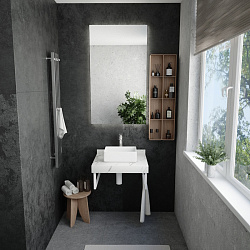 Corpa Nera Grossi/Гросси столешница 60 под раковину керамогранит, белый мрамор