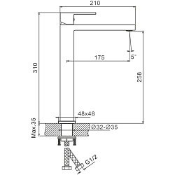 Смеситель для раковины высокий, B11613