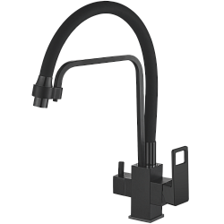 Смеситель для кухни с подключением фильтра, гибкий излив, латунь, черный HB76615-7 