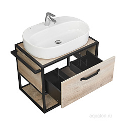 Тумба под умывальник Лофт Фабрик 80 Дуб Эндгрейн (Фабиа 80, Одри, VICTORIA-N 80)