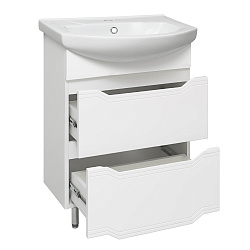 Тумба /2 ящ/белый/раковина Элеганс(60см) Viktoria/AQUA DE MARCO