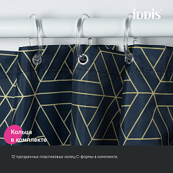 ВЫВОД Штора для ванной, 200x240 см, Полиэстер, синий, IDDIS, BG05P24i11