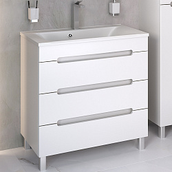 Тумба /3 ящ/напольная/белый/раковина Прима( 80см) Olivia/AQUA DE MARCO