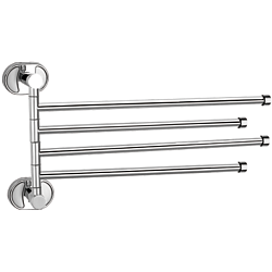 Держатель для полотенец, четверной поворотный 400 мм, хром HB1914