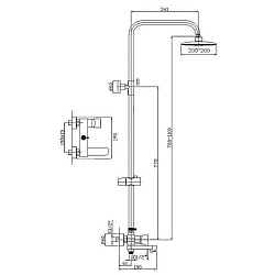 Душевая система, тропический душ, латунь, хром, HB24816