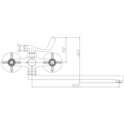 Смеситель для ванны, длинный излив, латунь, хром HB2224