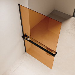 Душевая перегородка Walk-In VSW-1HR100GSB, 1000*2000, черный, стекло янтарь, , шт