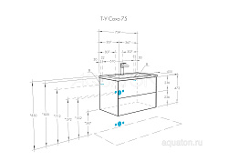 Тумба-умывальник Сохо 75 Дуб Веллингтон/Графит софт (Элина 75)