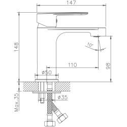 Смеситель для раковины, латунь, белый/хром HB10557-8